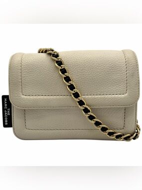 Marc Jacobs The Cushion Bag White Cream Leather Mini Shoulder & Crossbody Strap